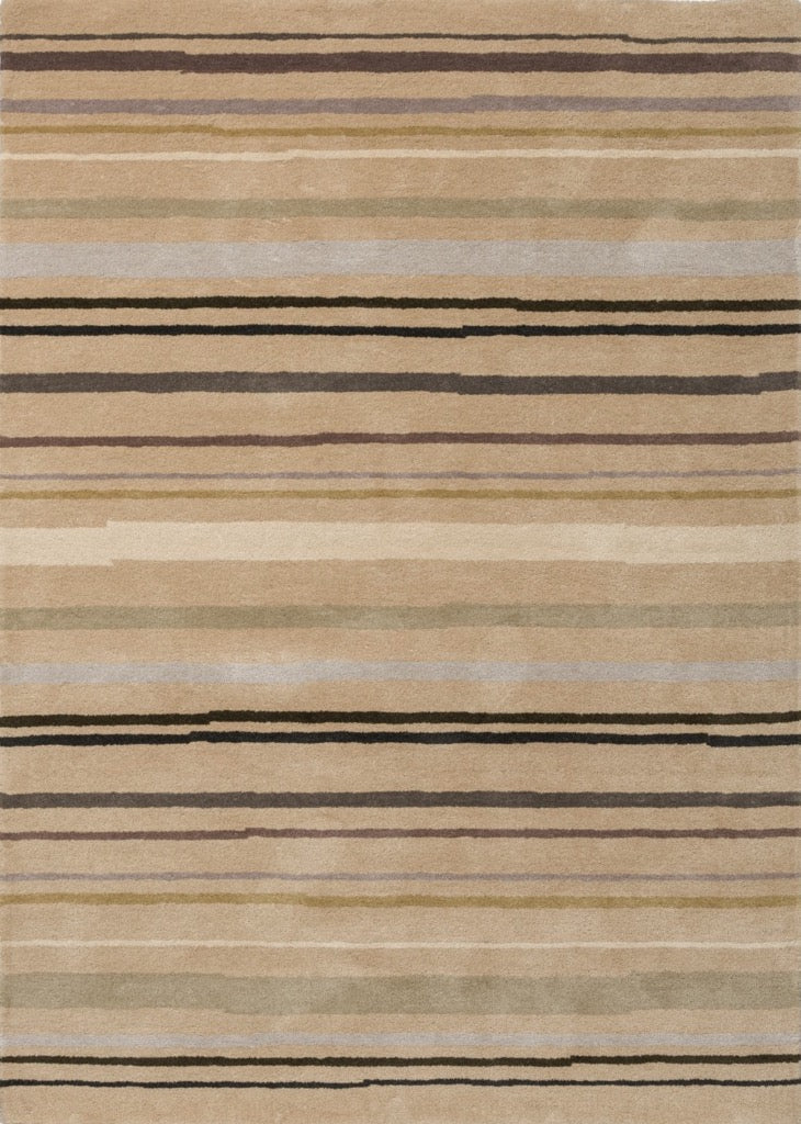 Striped rug with horizontal lines in beige