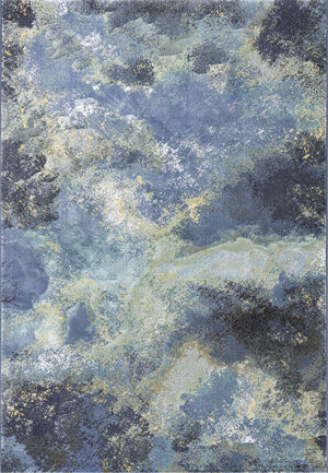 Tapison Home Torino 063.0934.5241 rug seen from above, abstract cloud pattern in blue, sage green and ochre