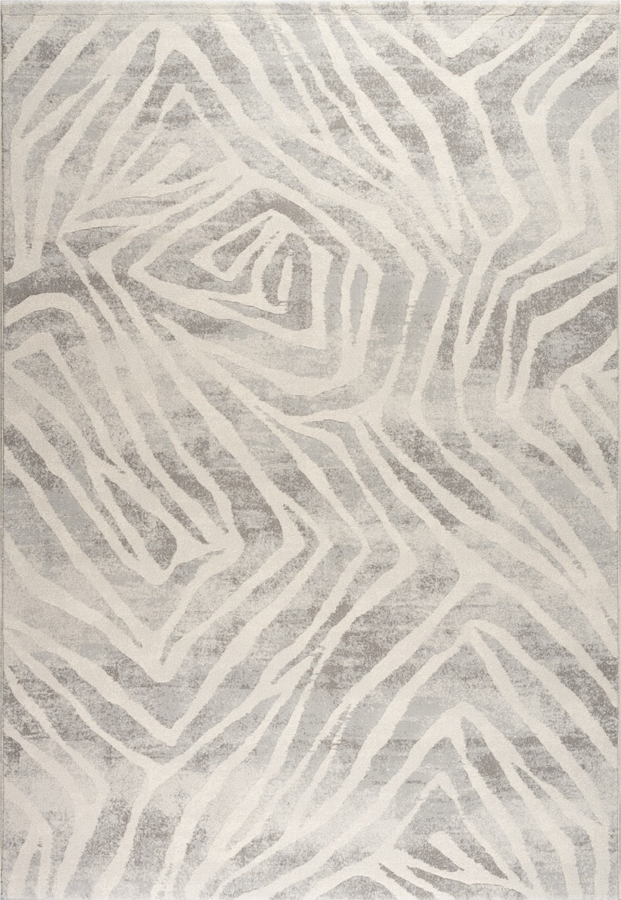 Tapison Home Torino 063.0990.6797 rug seen from above, ivory line pattern on pale grey