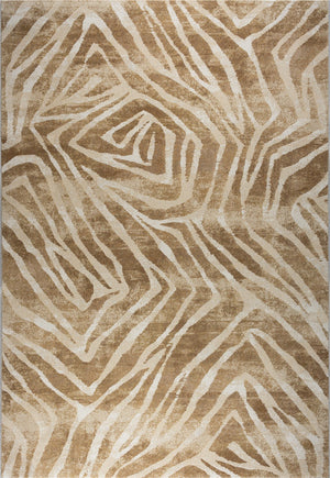 Tapison Home Torino 063.0990.7299 rug seen from above, ivory line pattern on ochre and caramel
