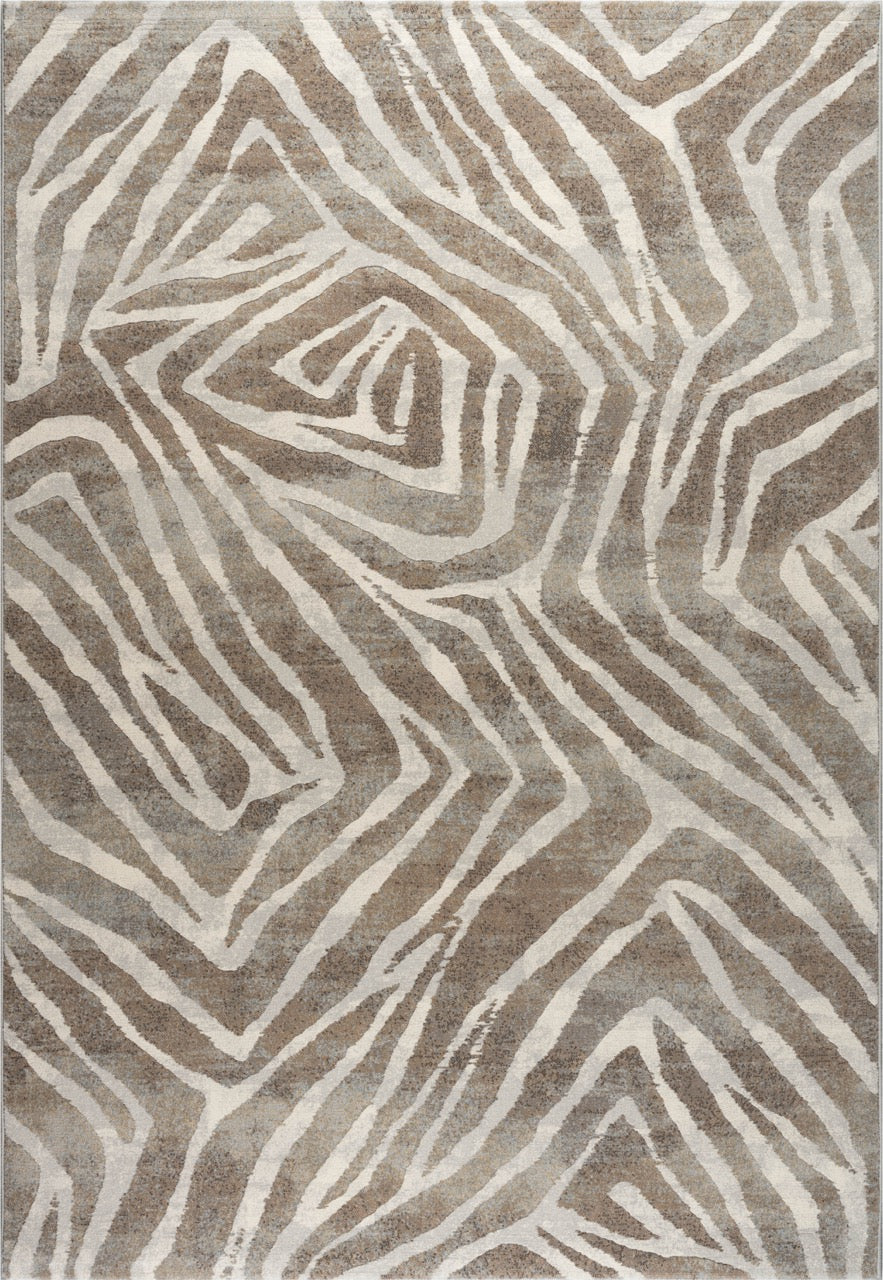 Tapison Home Torino 063.0990.9243 rug seen from above, ivory line pattern on taupe