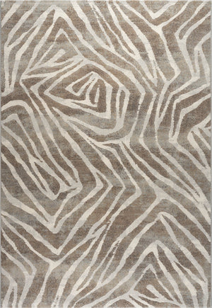 Tapison Home Torino 063.0990.9243 rug seen from above, ivory line pattern on taupe