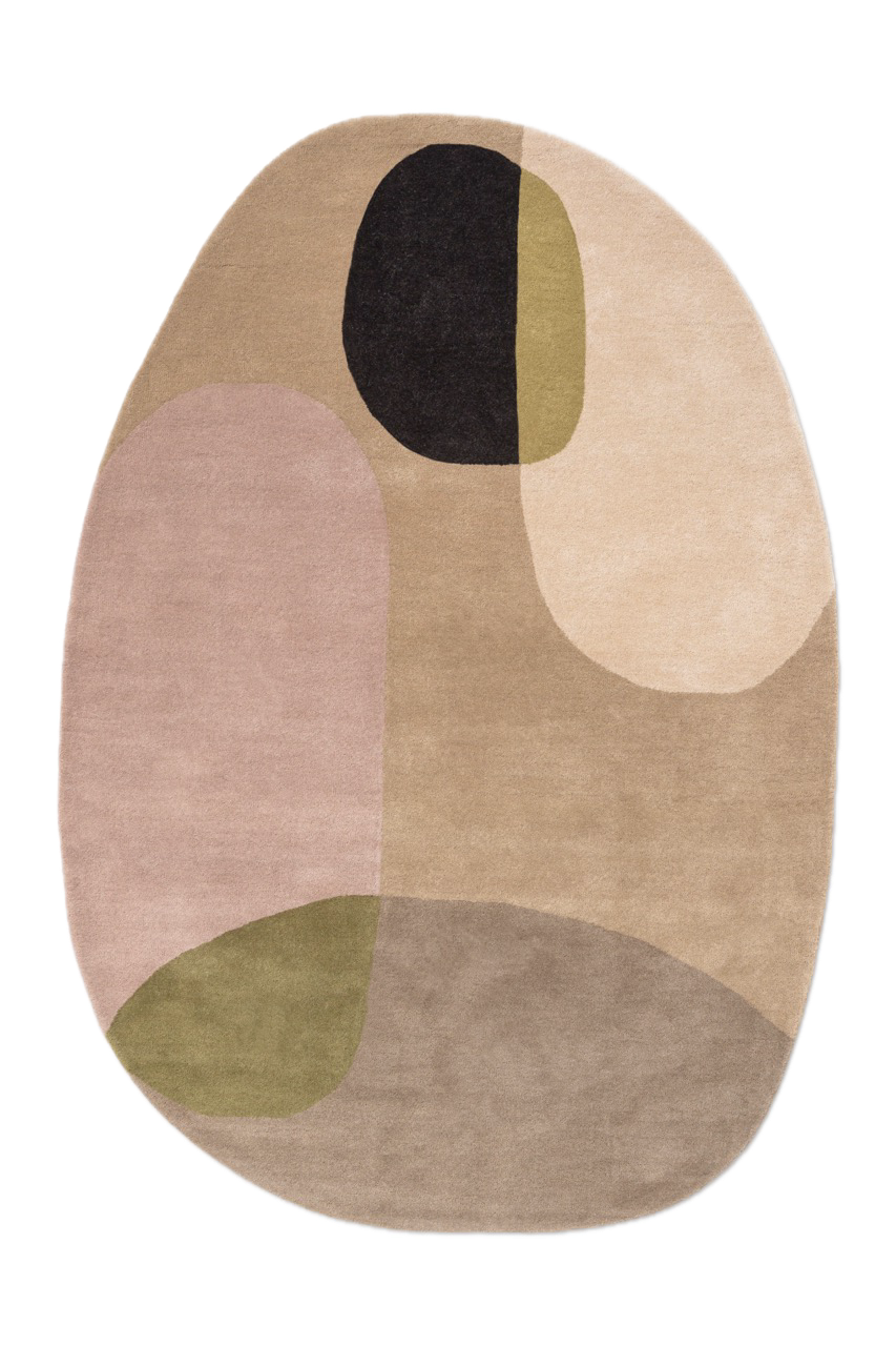 Brink & Campman Decor Miller Autumn rug in sand beige, blush pink and olive green, top view