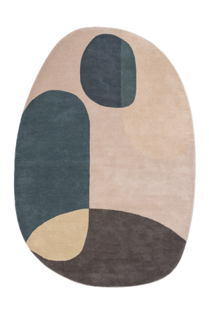 Brink & Campman Decor Miller Winter rug in petrol blue, blush beige and charcoal brown, top view