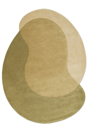Brink & Campman Element Lane Green rug in olive green, ochre yellow and cream, top view