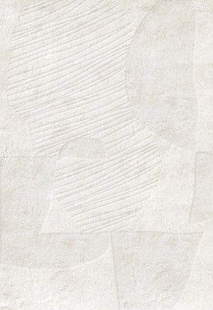 Top-down image of Artisan Guild Bone White rug with architectural tone-on-tone design

