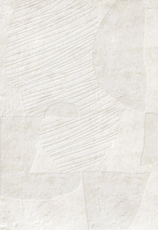 Top-down image of Artisan Guild Bone White rug with architectural tone-on-tone design

