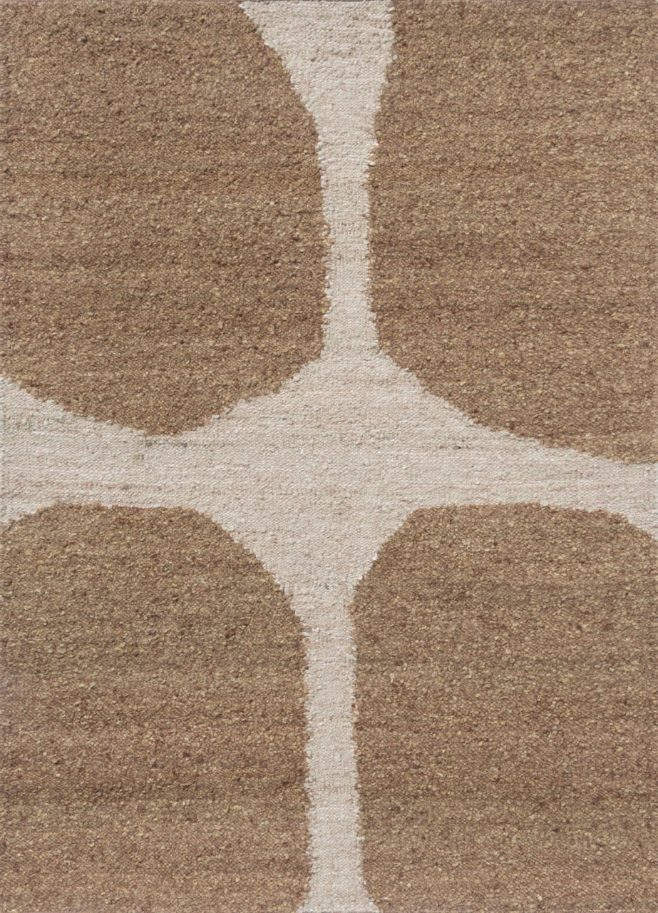 Top-down full view of Craft Fundament Caramel rug with bold tonal forms