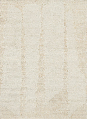 Top-down view of Brink & Campman Wool White rug showing tonal abstract shapes