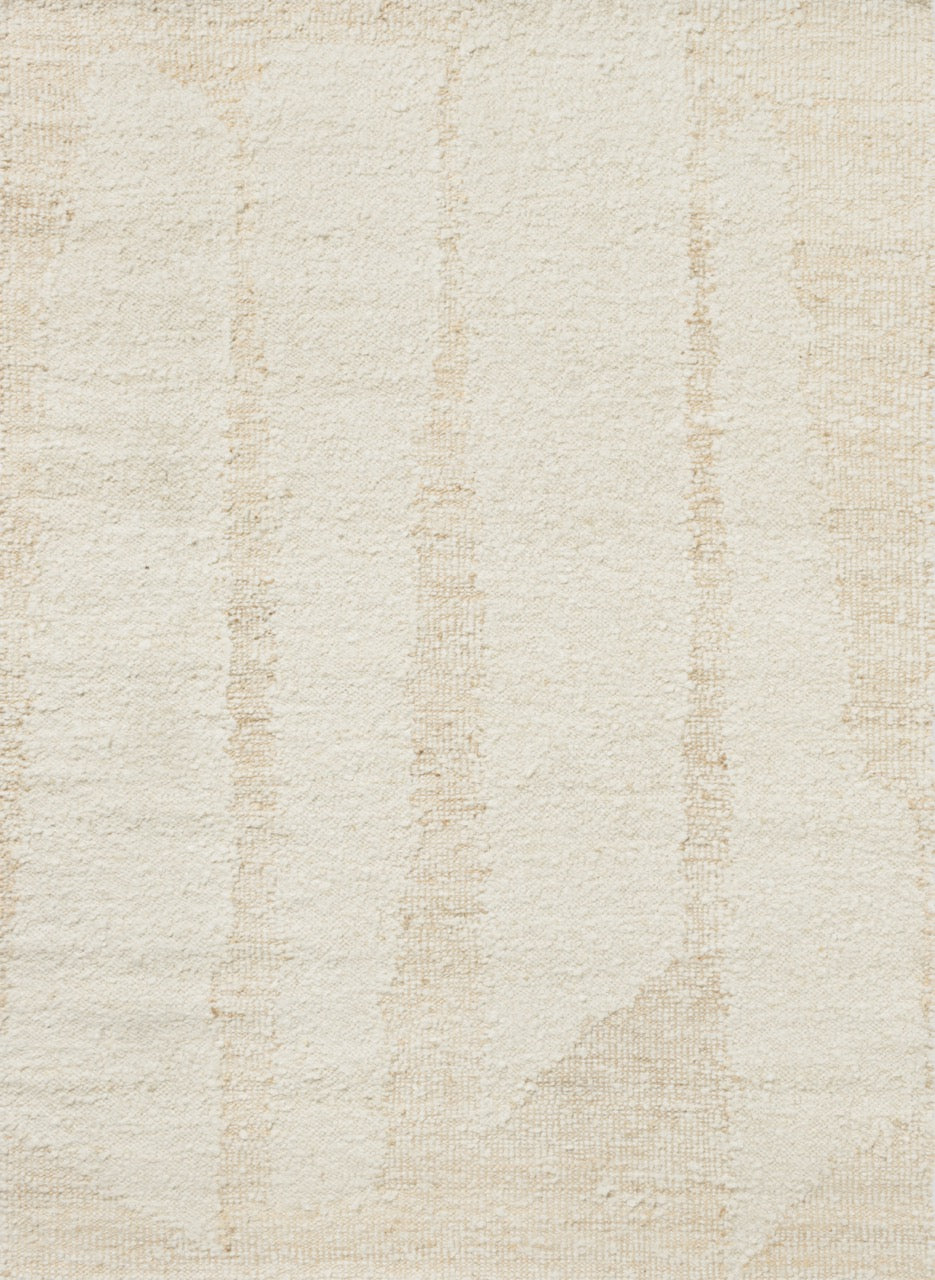 Top-down view of Brink & Campman Wool White rug showing tonal abstract shapes