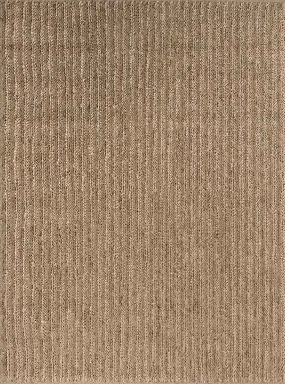 Full view of natural wool braided rug in neutral earth tones