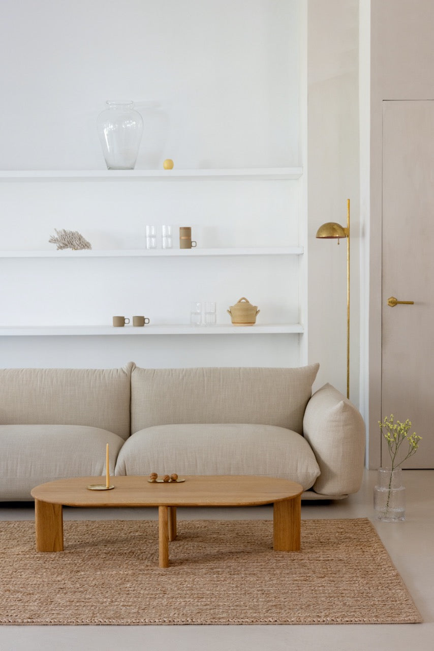 Brink & Campman Craft Plait Natural rug styled in light-toned living room