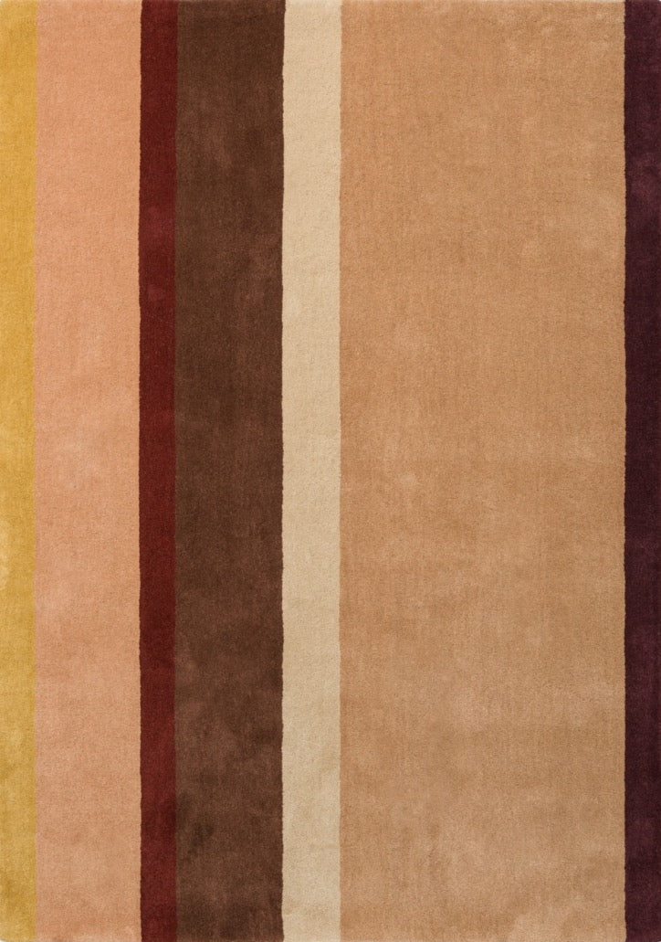 Striped rug with brown