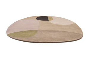 Brink & Campman Decor Miller Autumn rug in sand beige, blush pink and olive green, perspective view