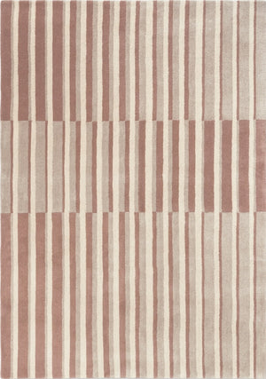 Brink & Campman Decor Pilar Blush rug in dusty pink with cream and greige stripes, top view