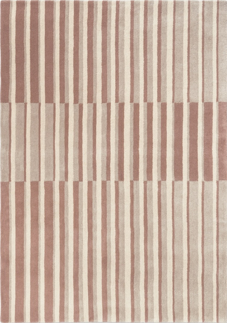 Brink & Campman Decor Pilar Blush rug in dusty pink with cream and greige stripes, top view
