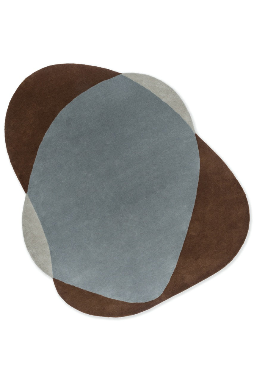 Brink & Campman Element Chad Brown Blue wool rug in full view on neutral background