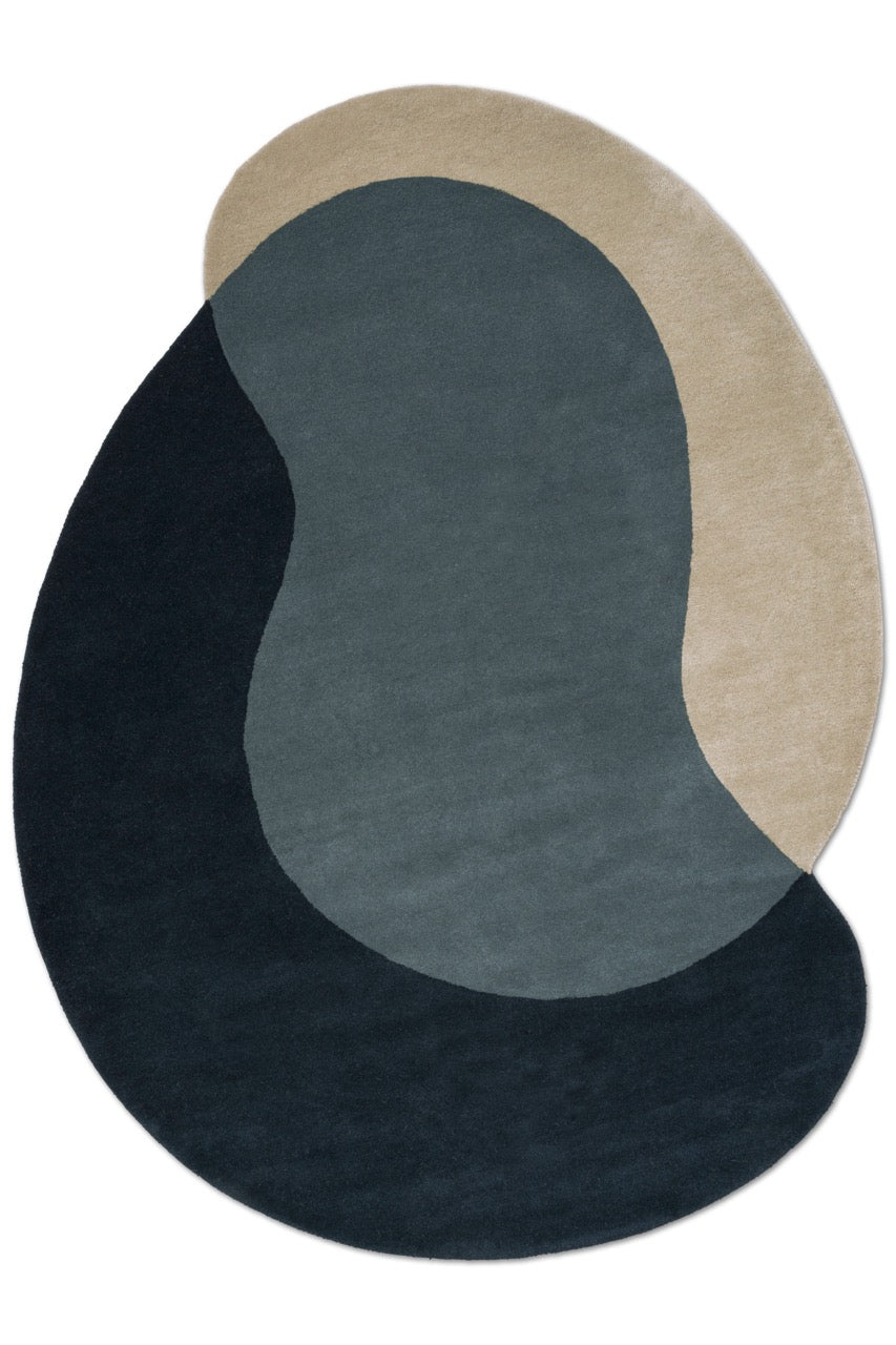 Brink & Campman Element Lane Blue rug in midnight blue, slate blue and sand beige, top view
