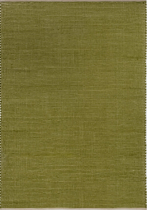 Top-down image of Frame Leaf rug with muted green tone and woven texture