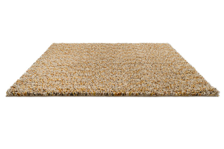 Brink & Campman Loom Calendula rug in marigold yellow, ochre and cream, perspective view