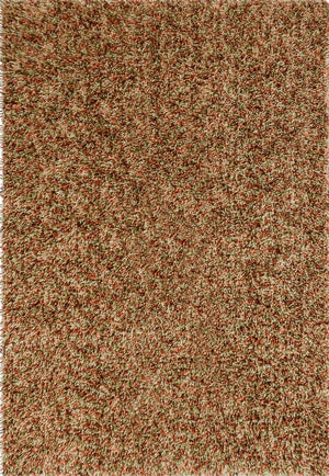 Brink & Campman Loom Pumpkin rug in pumpkin orange, coral and olive green, top view
