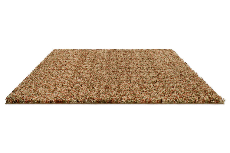 Brink & Campman Loom Pumpkin rug in pumpkin orange, coral and olive green, perspective view