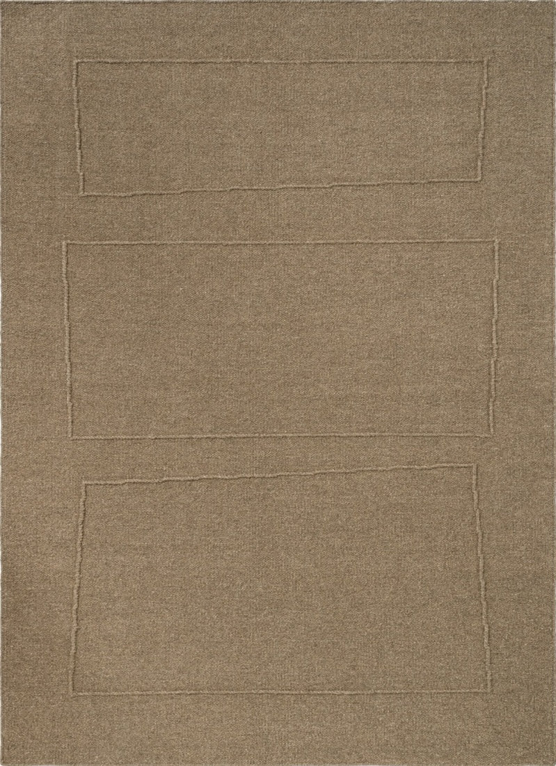 Brink & Campman Senso Blocks Fur Brown rug in camel brown with three blocks in relief, top view