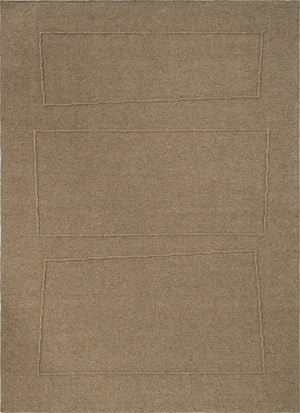 Brink & Campman Senso Blocks Fur Brown rug in camel brown with three blocks in relief, top view