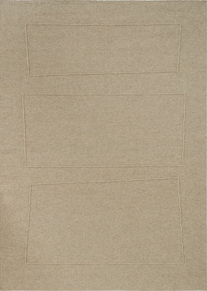 Brink & Campman Senso Blocks Natural rug in sand beige with three blocks in relief, top view