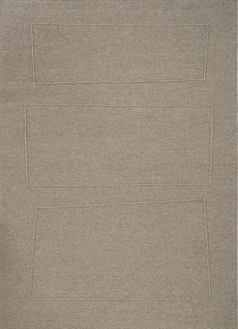 Brink & Campman Senso Blocks Soft Taupe rug in grey taupe with three blocks in relief, top view