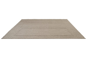 Brink & Campman Senso Blocks Soft Taupe rug in grey taupe with three blocks in relief, perspective view