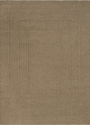 Brink & Campman Senso Border Fur Brown rug in camel brown with three frames in relief, top view