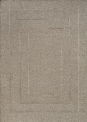 Brink & Campman Senso Border Soft Taupe rug in grey taupe with three frames in relief, top view