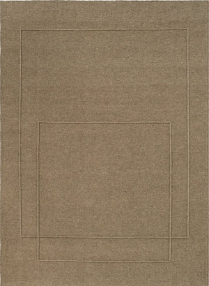 Brink & Campman Senso Level Fur Brown rug in camel brown with two rectangles in relief, top view
