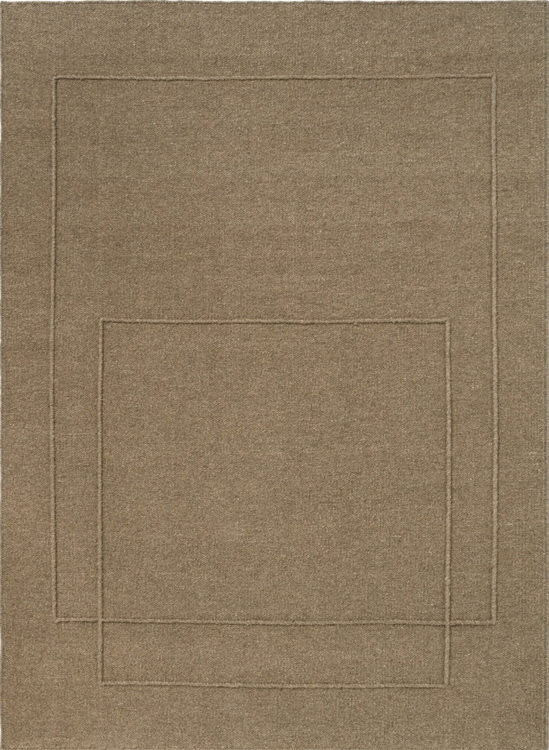 Brink & Campman Senso Level Fur Brown rug in camel brown with two rectangles in relief, top view