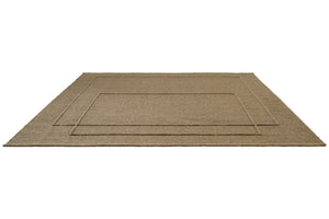 Brink & Campman Senso Level Fur Brown rug in camel brown with two rectangles in relief, perspective view