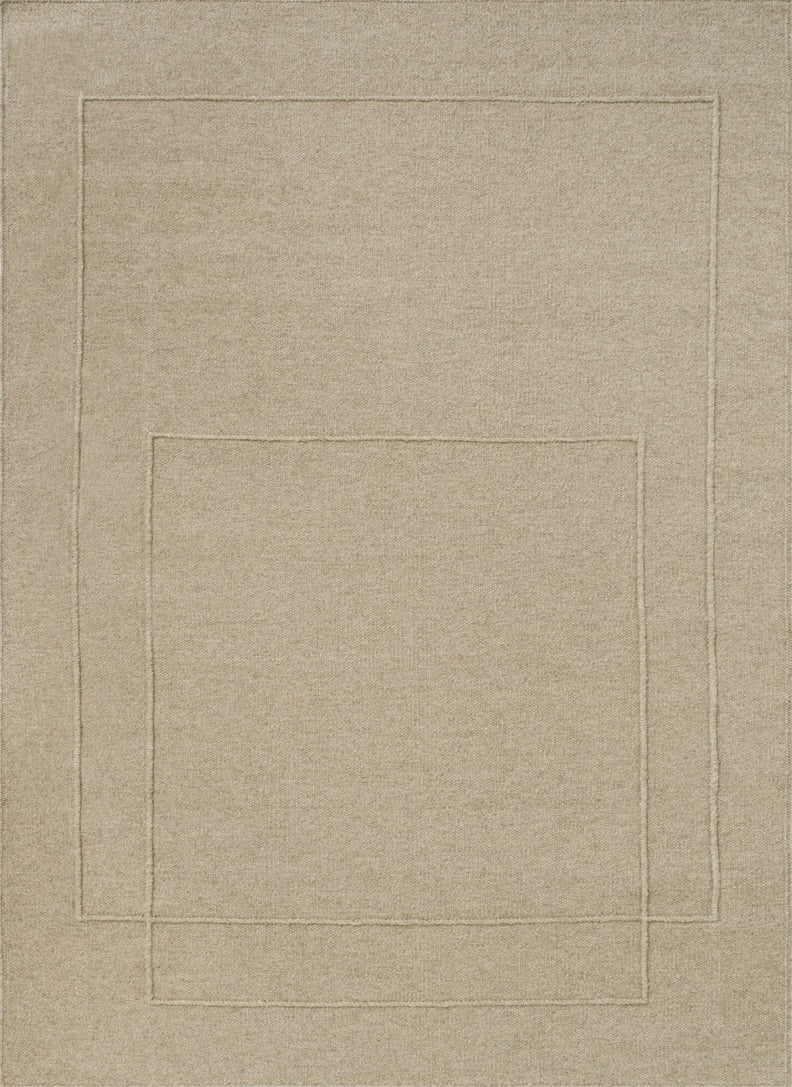 Brink & Campman Senso Level Natural rug in sand beige with two rectangles in relief, top view