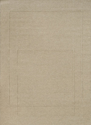 Brink & Campman Senso Level Natural rug in sand beige with two rectangles in relief, top view