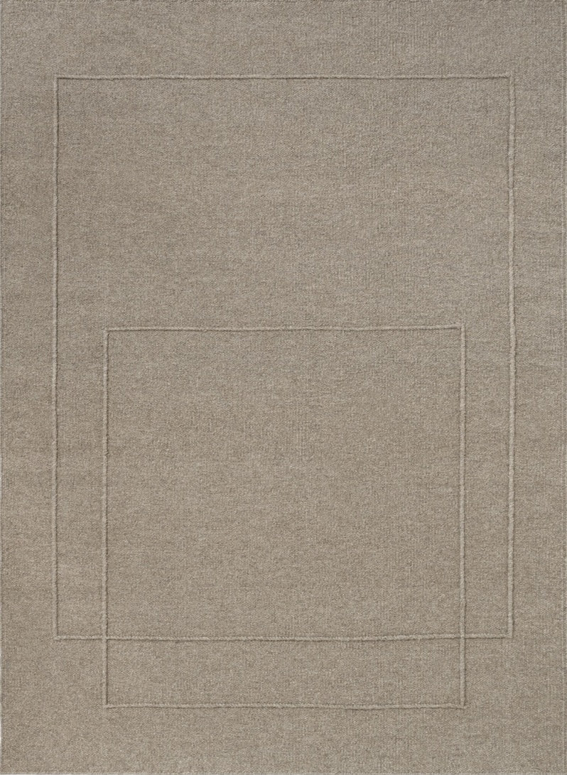 Brink & Campman Senso Level Soft Taupe rug in grey taupe with two rectangles in relief, top view