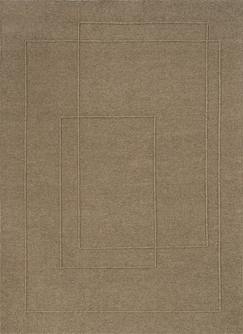 Brink & Campman Senso Planes Fur Brown rug in camel brown with overlapping rectangles in relief, top view