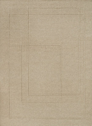 Brink & Campman Senso Planes Natural rug in sand beige with overlapping rectangles in relief, top view