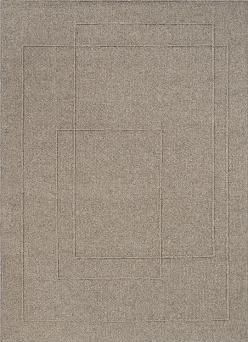 Brink & Campman Senso Planes Soft Taupe rug in grey taupe with overlapping rectangles in relief, top view