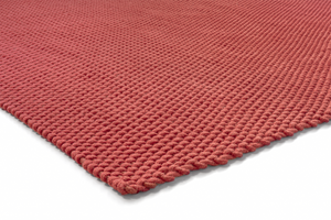 Corner of Acsento Chania Brick rug showing precise edges, 2 cm thickness, and subtle woven texture

