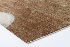 Corner detail of Fuji rug showing fine edge finish and low-pile weave