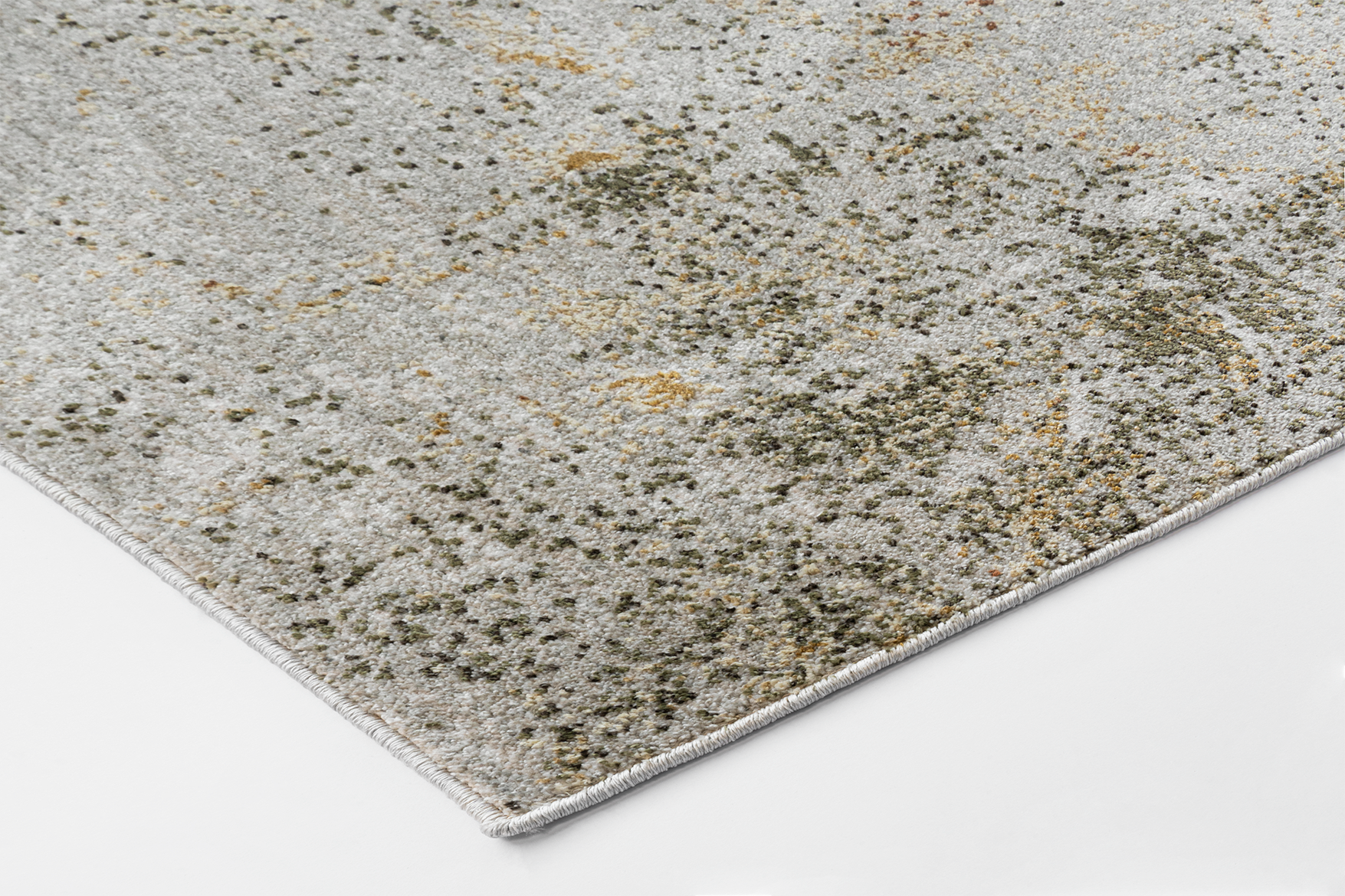 Corner of Acsento Jura Multi 14 rug showing tight weave and subtle colour shift

