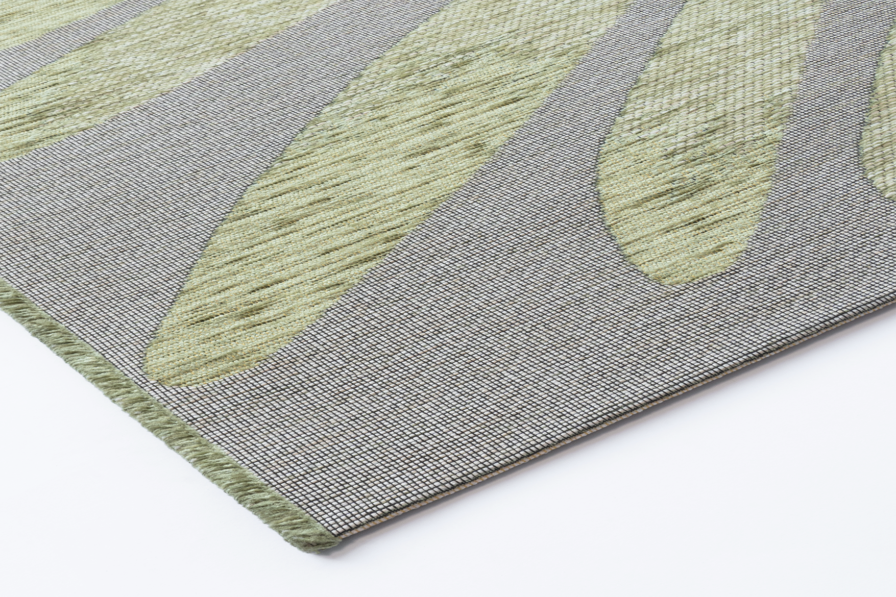 Corner of Acsento Salerno Pine rug showing edge detail, tight weave, and deep pine colour

