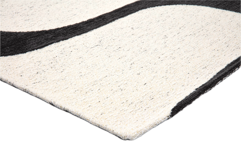 Acsento Swing Black-White rug, detail of corner and pile