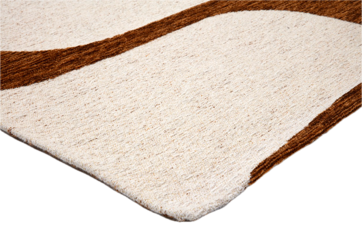 Acsento Swing Cognac rug, detail of corner and pile