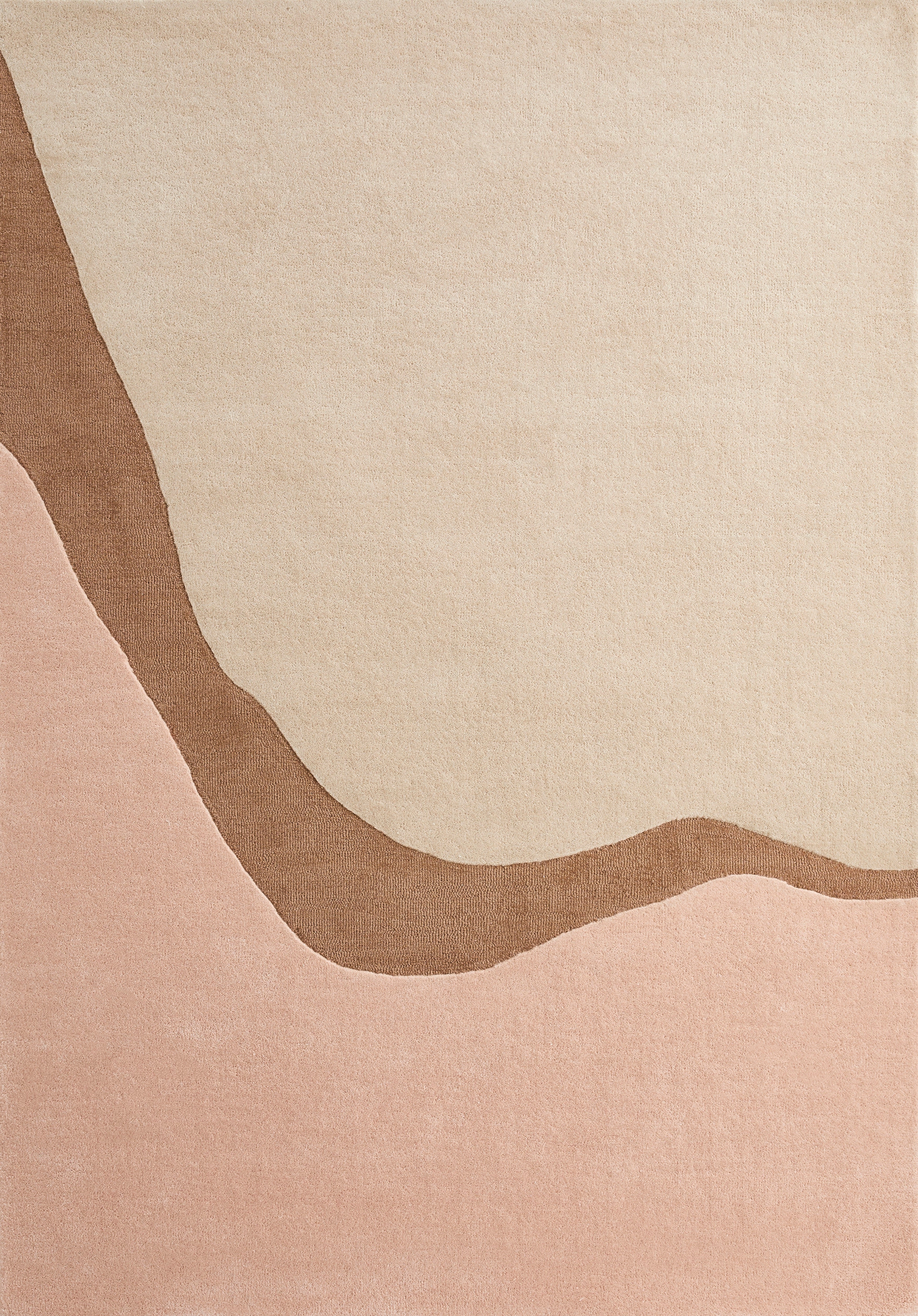 Top-down view of the Acsento Figari Blush rug displaying its full, geometric design in soft blush tones.

