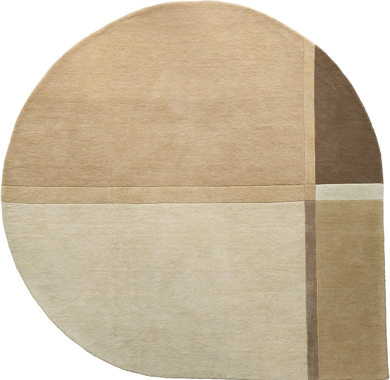 Top-down view of the Acsento Palau Girare Beige rug displaying its full, geometric design in soft beige tones.

